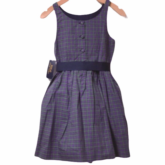 SOLD POLO RALPH LAUREN Girls’ Plaid Purple/Green Dress - Picture 2 of 10
